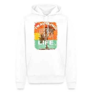 Traveling adds years to your life... - Männer Premium Bio Hoodie - Weiß - Vorne - Nico (187cm)