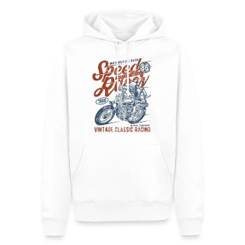 MOTORCYCLE SPEED RACER - Motorrad Biker Shirt - Männer Premium Bio Hoodie - Weiß - Vorne - Nico (187cm)