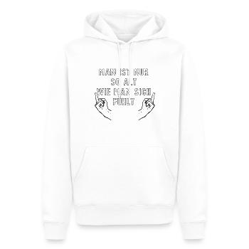 Geburtstag - GESCHENK - Männer Premium Bio Hoodie - Weiß - Vorne - Nico (187cm)