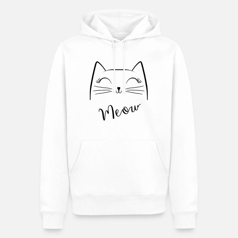 visage de chat - Sweat à capuche Premium bio Homme - blanc