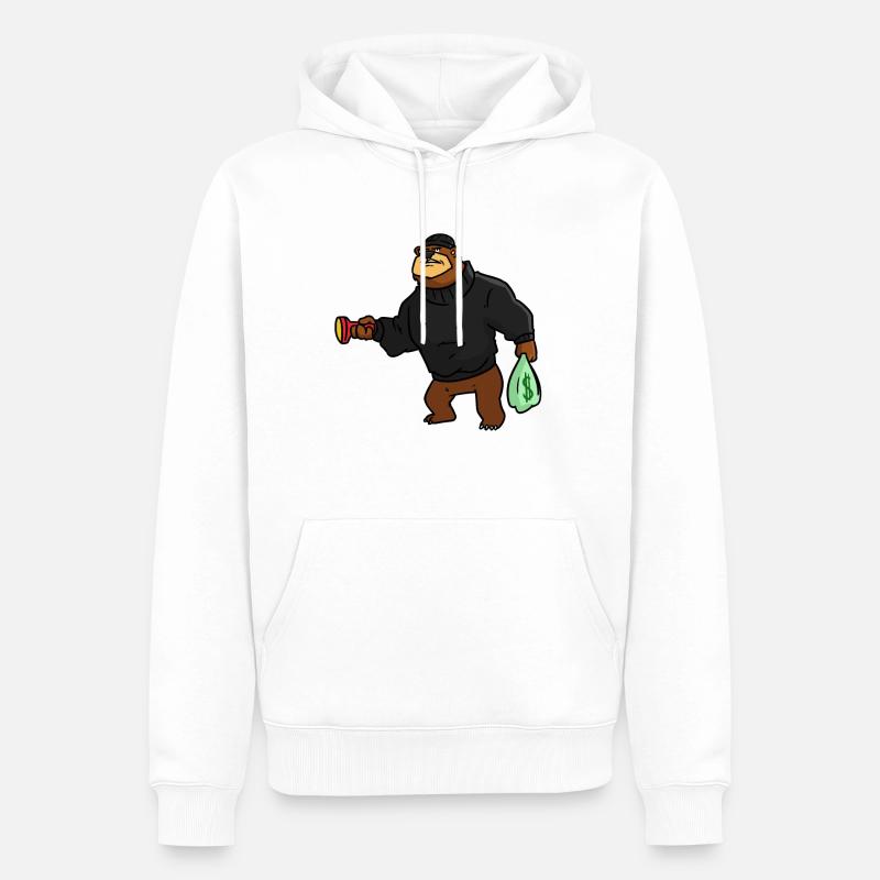 Voleur Ours, voleur d'ours - Sweat à capuche Premium bio Homme - blanc