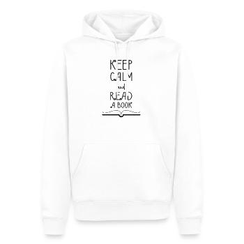 0275 Reste calme et lis un livre - Sweat à capuche Premium bio Homme - blanc - Devant - Nico (187cm)