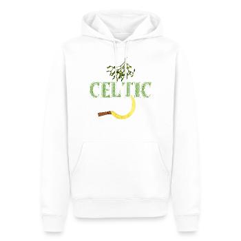 lettrage celtique avec gui et faucilles - Sweat à capuche Premium bio Homme - blanc - Devant - Nico (187cm)