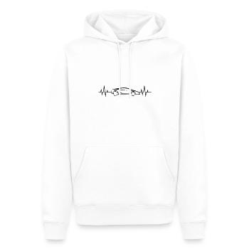 Herzschlag - Heartbeat / Sportwagen - Männer Premium Bio Hoodie - Weiß - Vorne - Nico (187cm)