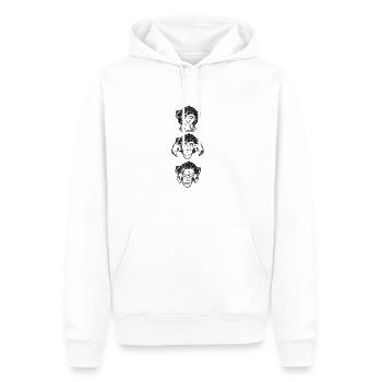 Les trois singes écoutent pour entendre - Sweat à capuche Premium bio Homme - blanc - Devant - Nico (187cm)