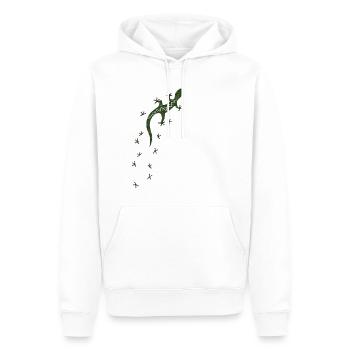 Gecko tribal rétro avec traces | Art de la salamandre - Sweat à capuche Premium bio Homme - blanc - Devant - Nico (187cm)