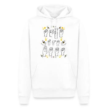 Gebärdensprache Zeichensprache Rettet Die Bienen - Männer Premium Bio Hoodie - Weiß - Vorne - Nico (187cm)