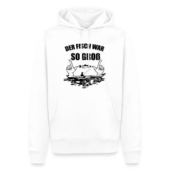 Der Fisch war so groß. - Männer Premium Bio Hoodie - Weiß - Vorne - Nico (187cm)