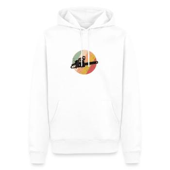 Tree Feller Chainsaw Chainsaw Retro - Men’s Premium Organic Hoodie - white - Front - Nico (187cm)