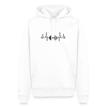 Rythme cardiaque gym haltère - Sweat à capuche Premium bio Homme - blanc - Devant - Nico (187cm)