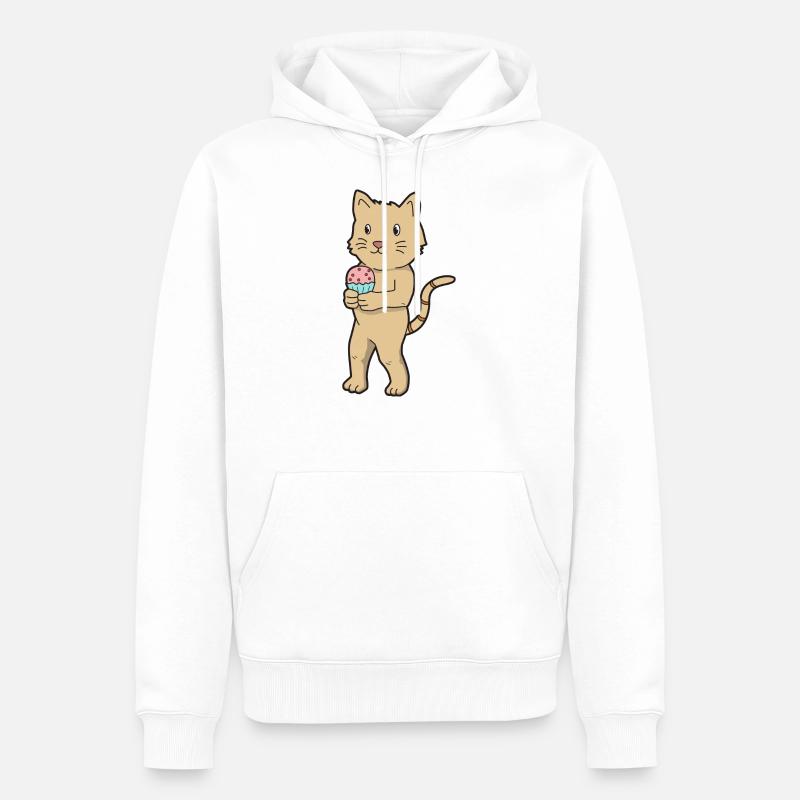 Gâteau de chat - Sweat à capuche Premium bio Homme - blanc