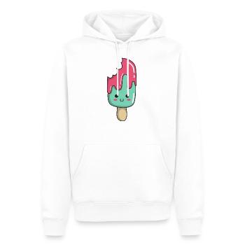 Glace kawaii mignon - Sweat à capuche Premium bio Homme - blanc - Devant - Nico (187cm)
