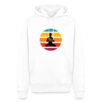 Symbole de méditation yoga silhouette lotus vintage om - Sweat à capuche Premium bio Homme - blanc - Devant - Nico (187cm)