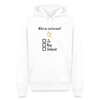 Willst du mich heiraten? - Männer Premium Bio Hoodie - Weiß - Vorne - Nico (187cm)