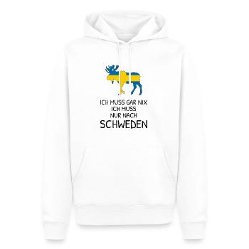 Ich Muss Gar Nix - Ich Muss Nur Nach Schweden - Männer Premium Bio Hoodie - Weiß - Vorne - Nico (187cm)