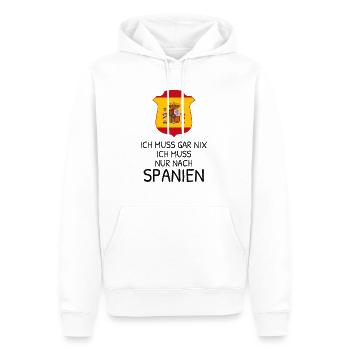 Ich muss gar nichts - Ich muss nur nach Spanien - Männer Premium Bio Hoodie - Weiß - Vorne - Nico (187cm)