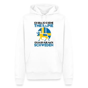 Ich brauche keine Therapie Ich muss nach Schweden - Männer Premium Bio Hoodie - Weiß - Vorne - Nico (187cm)