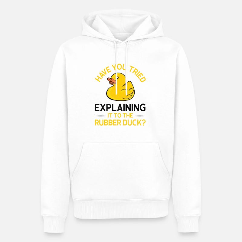 Programmeur Caoutchouc Debug - Sweat à capuche Premium bio Homme - blanc