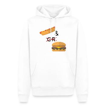 Hotdog oder Burger - Männer Premium Bio Hoodie - Weiß - Vorne - Nico (187cm)
