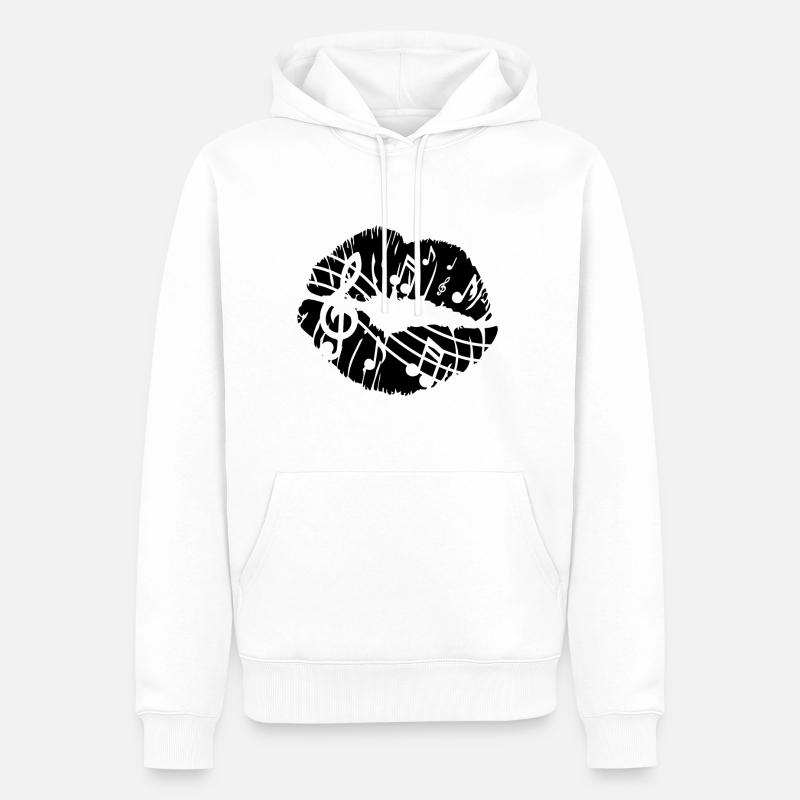 Notes musicales Baisers - Sweat à capuche Premium bio Homme - blanc