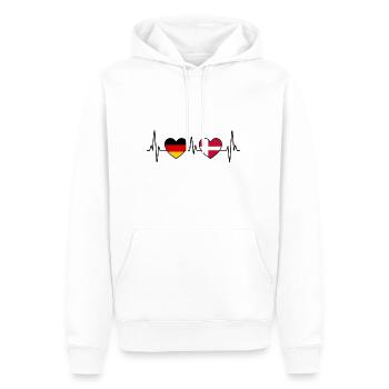 Dänemark Deutschland Herzschlag EKG - Reise - Männer Premium Bio Hoodie - Weiß - Vorne - Nico (187cm)