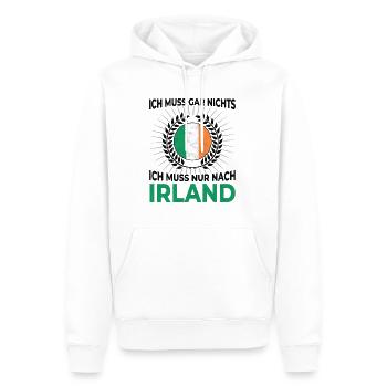 Ich muss gar nichts - Ich muss nur nach Irland - Männer Premium Bio Hoodie - Weiß - Vorne - Nico (187cm)