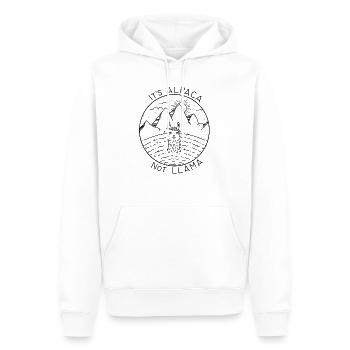 Alpaga pas LLama - Sweat à capuche Premium bio Homme - blanc - Devant - Nico (187cm)
