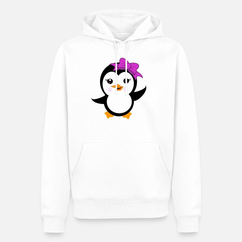 Pingouin avec un arc violet - Sweat à capuche Premium bio Homme - blanc
