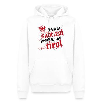Einheit für Südtirol · Freiheit für ganz Tirol - Männer Premium Bio Hoodie - Weiß - Vorne - Nico (187cm)
