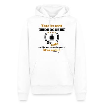 Totalement drogué de café t-shirt homme cadeau - Sweat à capuche Premium bio Homme - blanc - Devant - Nico (187cm)