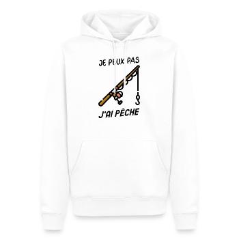 Je peux pas j'ai pêche " cadeaux pêcheur humour " - Sweat à capuche Premium bio Homme - blanc - Devant - Nico (187cm)