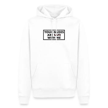 Your Nudes are Safe with Me - Männer Premium Bio Hoodie - Weiß - Vorne - Nico (187cm)