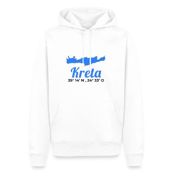 Griechenland Kreta Koordinaten Insel Urlaub Reise - Männer Premium Bio Hoodie - Weiß - Vorne - Nico (187cm)