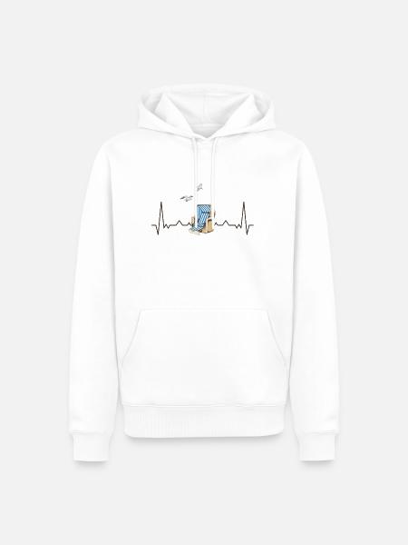 Strandkorb Herzschlag Strand Ostsee Nordsee - Männer Premium Bio Hoodie - Weiß