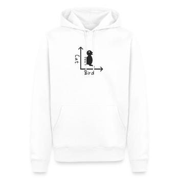 Oiseau chat, illusion d’optique - Sweat à capuche Premium bio Homme - blanc - Devant - Nico (187cm)