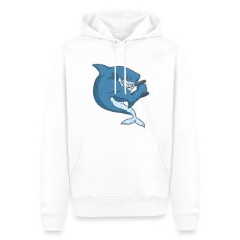Musculation requin fitness haltère drôle - Sweat à capuche Premium bio Homme - blanc - Devant - Nico (187cm)