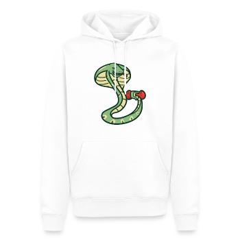 Musculation serpent fitness haltère drôle - Sweat à capuche Premium bio Homme - blanc - Devant - Nico (187cm)