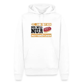 Mett Mettbrötchen Hackfleisch Hackepeter Brötchen - Männer Premium Bio Hoodie - Weiß - Vorne - Nico (187cm)