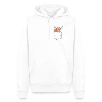 Scottish highland cattle in beef country breast pocket - Men’s Premium Organic Hoodie - white - Front - Nico (187cm)