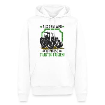 Aus dem Weg ich muss Traktor fahren Landwirt Bauer - Männer Premium Bio Hoodie - Weiß - Vorne - Nico (187cm)