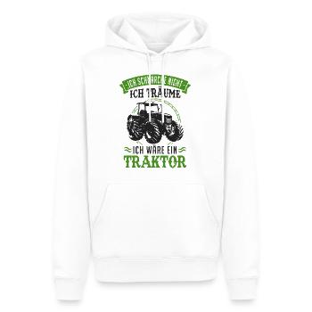 Ich schnarche nicht Ich träume ich sei ein Traktor - Männer Premium Bio Hoodie - Weiß - Vorne - Nico (187cm)