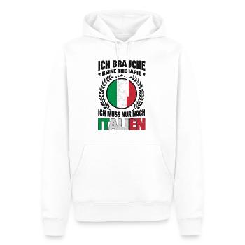 Ich brauche keine Therapie, Ich muss nur nach Ital - Männer Premium Bio Hoodie - Weiß - Vorne - Nico (187cm)