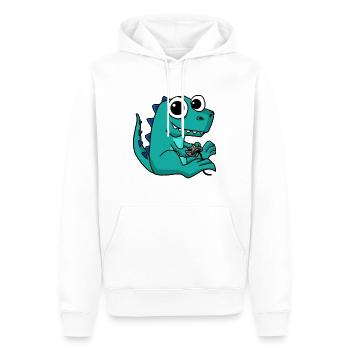 Gaming Dinosaurier Süßer Zocker Nerd Tier Lieb - Männer Premium Bio Hoodie - Weiß - Vorne - Nico (187cm)