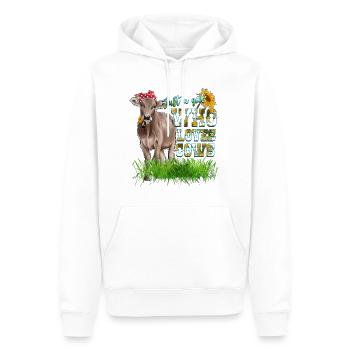 Juste une fille qui aime les vaches - Sweat à capuche Premium bio Homme - blanc - Devant - Nico (187cm)