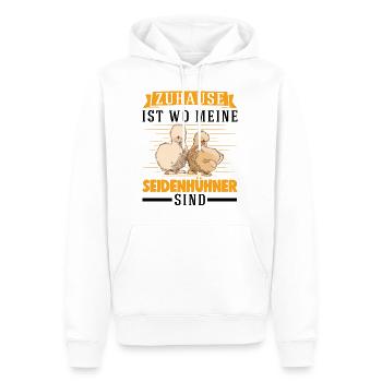 Zuhause ist wo meine Seidenhühner sind Seidenhuhn - Männer Premium Bio Hoodie - Weiß - Vorne - Nico (187cm)