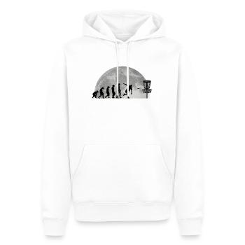 Discgolf Evolution Mond Wurfscheibe Disc Golf - Männer Premium Bio Hoodie - Weiß - Vorne - Nico (187cm)