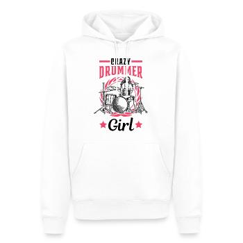Crazy Drummer Girl Schlagzeug Schlagzeuger - Männer Premium Bio Hoodie - Weiß - Vorne - Nico (187cm)