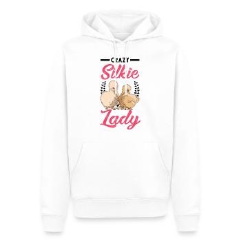 Crazy Silkie Lady - Men’s Premium Organic Hoodie - white - Front - Nico (187cm)