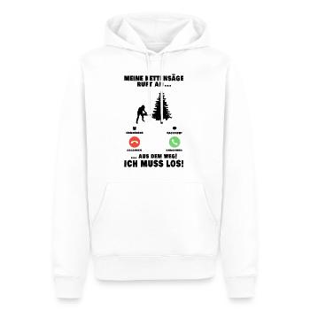 Meine Kettensäge ruft an Baumfäller Anruf - Männer Premium Bio Hoodie - Weiß - Vorne - Nico (187cm)