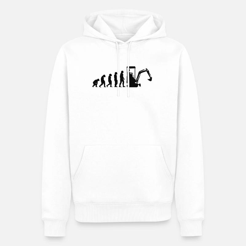 Baggerführer Evolution Bagger Baggerfahrer - Männer Premium Bio Hoodie - Weiß